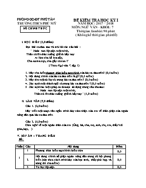 Đề kiểm tra học kỳ I môn Ngữ văn Lớp 7 - Năm học 2017-2018 - Trường THCS Phú Mỹ (Có đáp án)